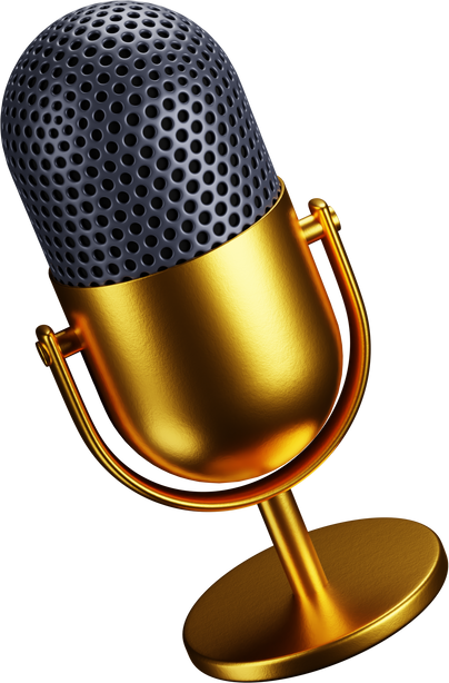 3D Black and Gold Microphone